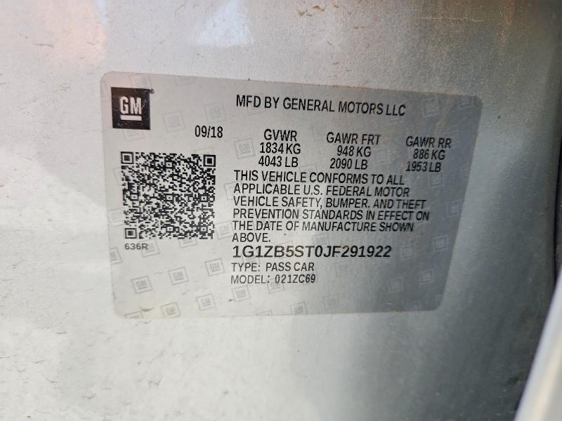 Aukcja sprzedaży 2018 Chevrolet Malibu, vin: 1G1ZB5ST0JF291922, numer aukcji: 59160396