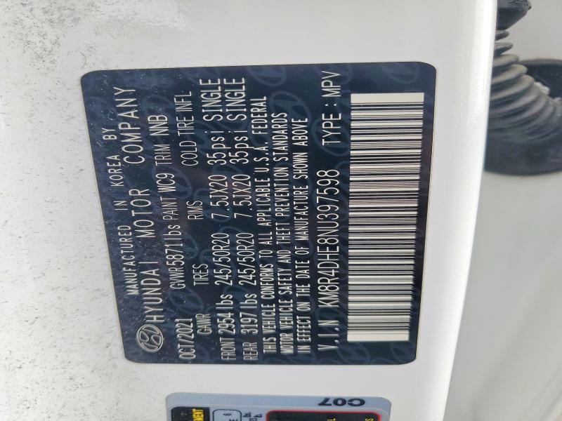 55465666 :رقم المزاد ، KM8R4DHE8NU397598 vin ، 2022 Hyundai Palisade مزاد بيع