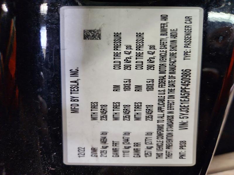 Продажа на аукционе авто 2023 Tesla Model 3, vin: 5YJ3E1EA5PF450986, номер лота: 57217466