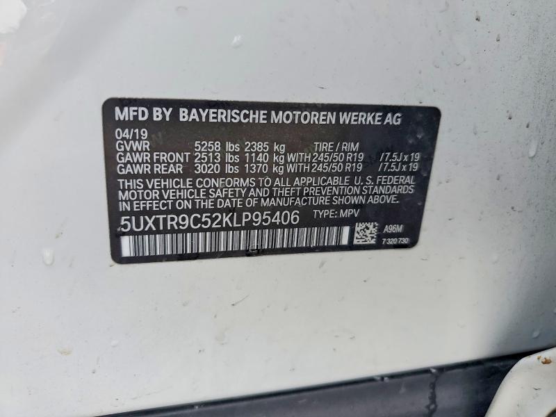 56966336 :رقم المزاد ، 5UXTR9C52KLP95406 vin ، 2019 Bmw X3 مزاد بيع
