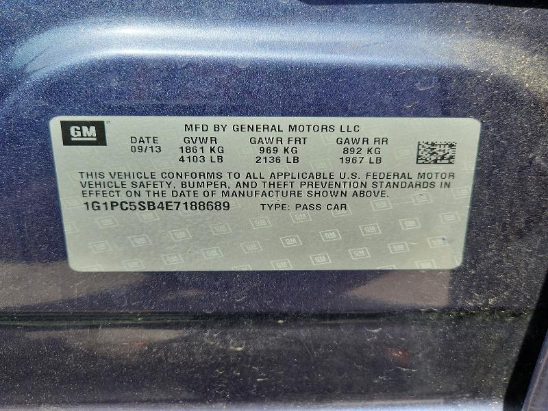 56155376 :رقم المزاد ، 1G1PC5SB4E7188689 vin ، 2014 Chevrolet Cruze مزاد بيع