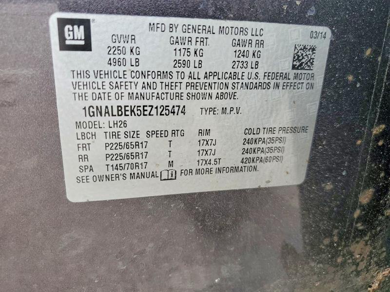 Продаж на аукціоні авто 2014 Chevrolet Equinox, vin: 1GNALBEK5EZ125474, номер лоту: 57690106