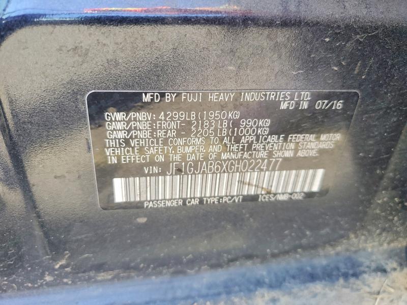 53993656 :رقم المزاد ، JF1GJAB6XGH022477 vin ، 2016 Subaru Impreza مزاد بيع