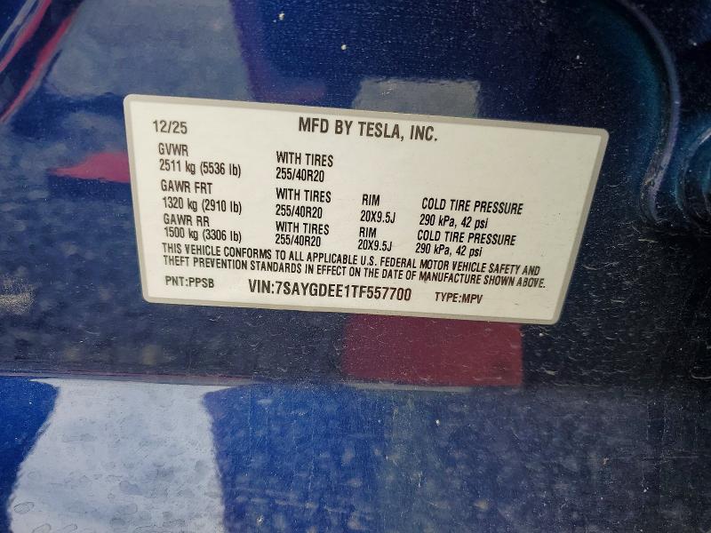 2026 Tesla Model Y მანქანა იყიდება აუქციონზე, vin: 7SAYGDEE1TF557700, აუქციონის ნომერი: 55464576
