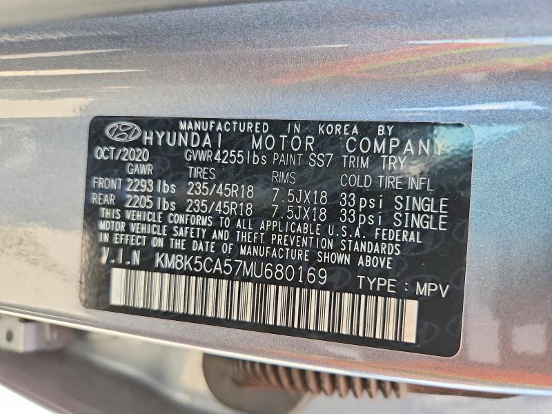 2021 Hyundai Kona მანქანა იყიდება აუქციონზე, vin: KM8K5CA57MU680169, აუქციონის ნომერი: 55512436