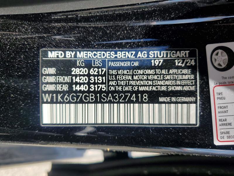 55203286 :رقم المزاد ، W1K6G7GB1SA327418 vin ، 2025 Mercedes-benz S مزاد بيع