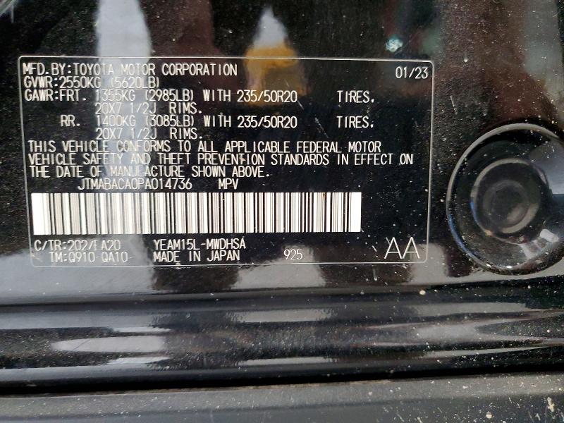 2023 Toyota Bz4x მანქანა იყიდება აუქციონზე, vin: JTMABACA0PA014736, აუქციონის ნომერი: 55348526