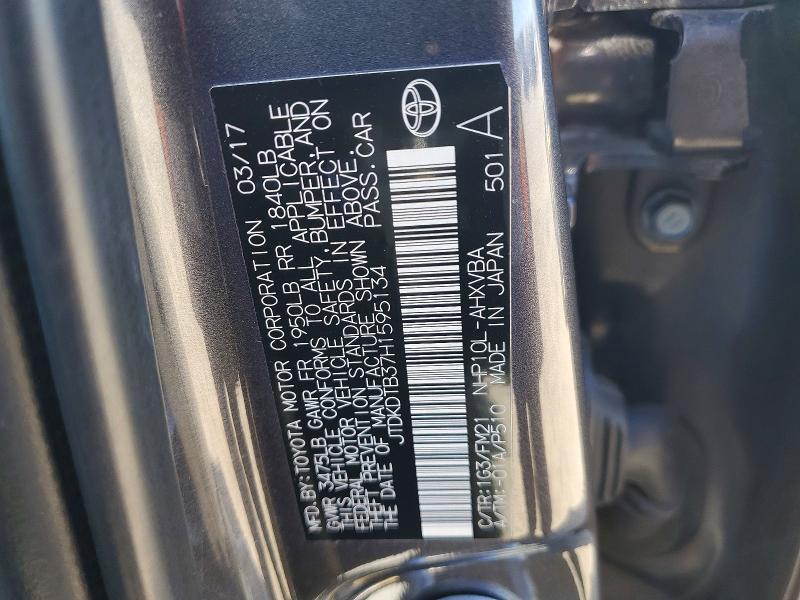 Продаж на аукціоні авто 2017 Toyota Prius C, vin: JTDKDTB37H1595134, номер лоту: 57085456