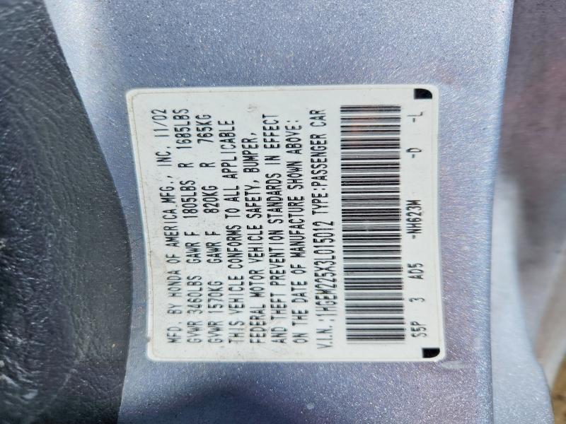 56986126 :رقم المزاد ، 1HGEM225X3L015012 vin ، 2003 Honda Civic مزاد بيع