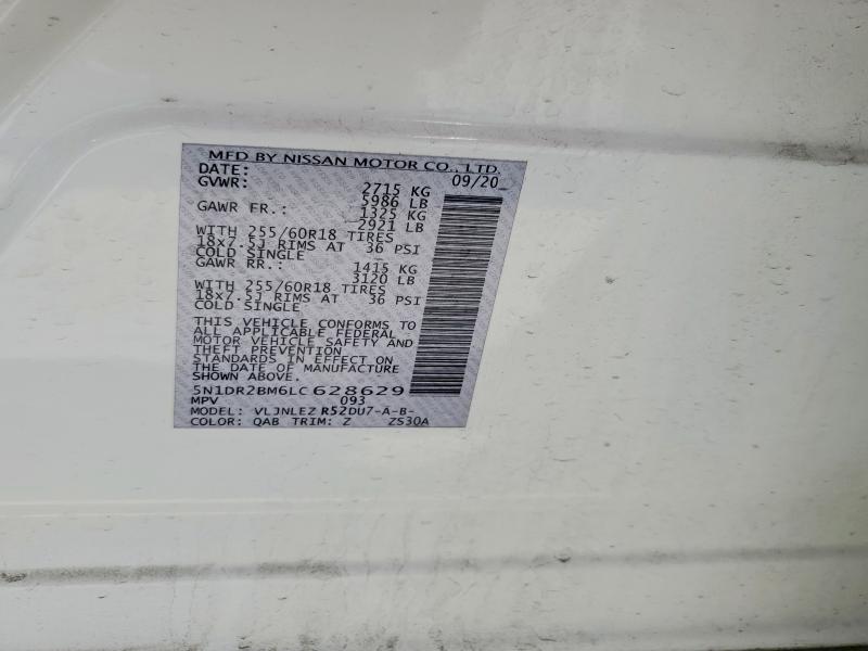 Продаж на аукціоні авто 2020 Nissan Pathfinder, vin: 5N1DR2BM6LC628629, номер лоту: 55465566