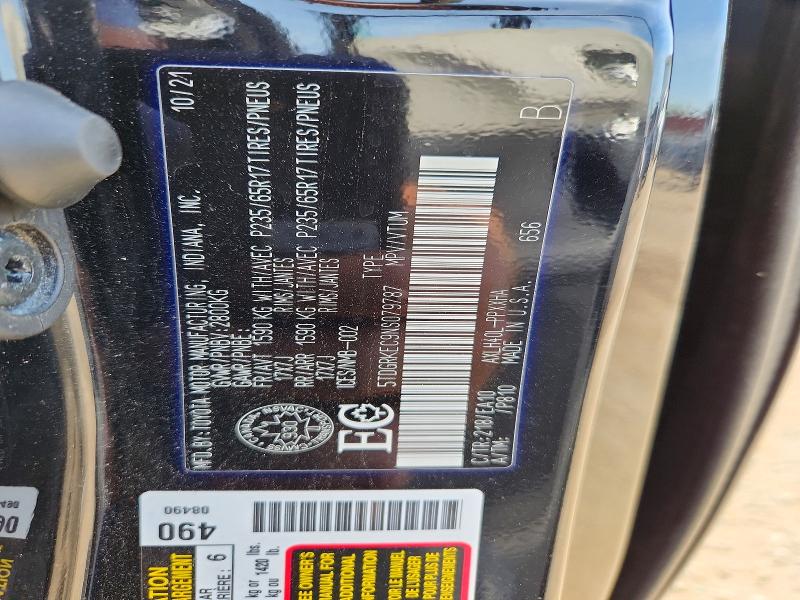Продаж на аукціоні авто 2022 Toyota Sienna, vin: 5TDGRKEC9NS079787, номер лоту: 55685696