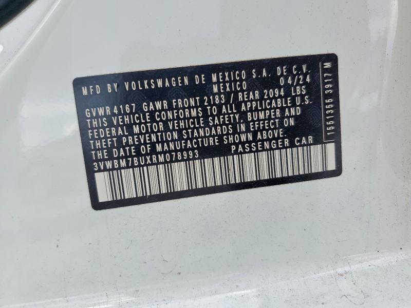 59301456 :رقم المزاد ، 3VWBM7BUXRM078993 vin ، 2024 Volkswagen Jetta مزاد بيع
