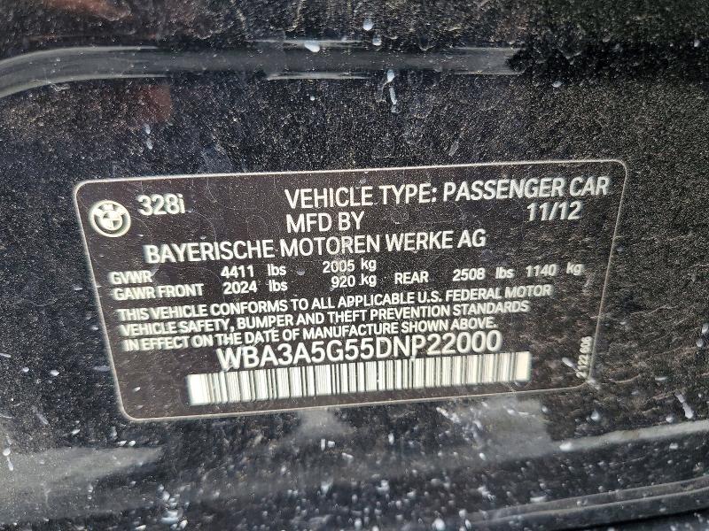 55605626 :رقم المزاد ، WBA3A5G55DNP22000 vin ، 2013 Bmw 328 مزاد بيع