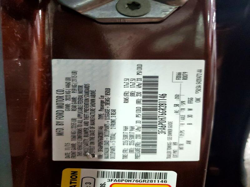Продажа на аукционе авто 2016 Ford Fusion, vin: 3FA6P0H76GR281146, номер лота: 57866876