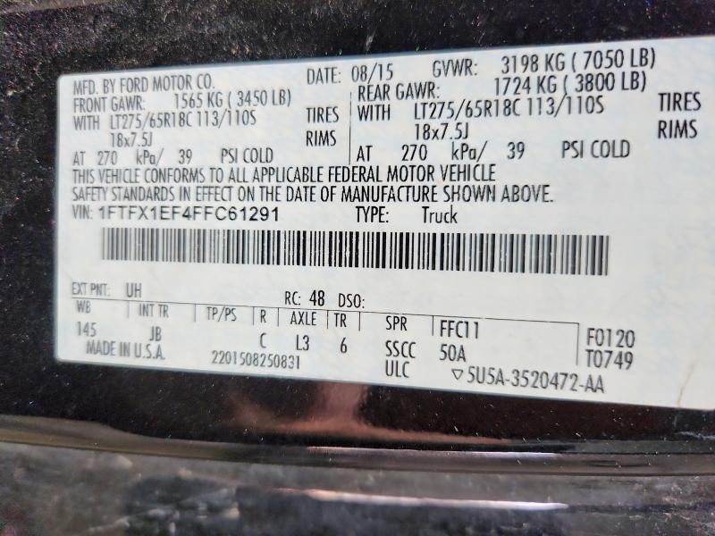 2015 Ford F150 მანქანა იყიდება აუქციონზე, vin: 1FTFX1EF4FFC61291, აუქციონის ნომერი: 58630956