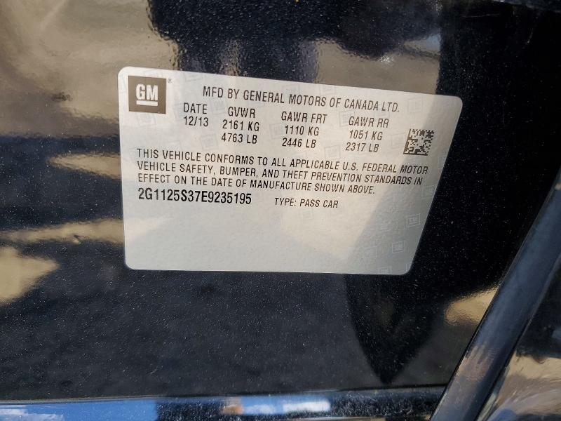 58539296 :رقم المزاد ، 2G1125S37E9235195 vin ، 2014 Chevrolet Impala مزاد بيع