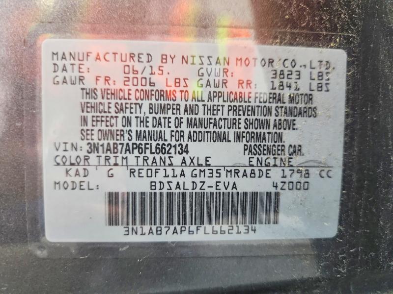 Продаж на аукціоні авто 2015 Nissan Sentra, vin: 3N1AB7AP6FL662134, номер лоту: 95589105