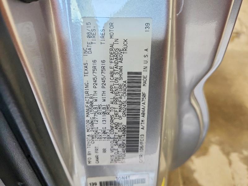 Aukcja sprzedaży 2015 Toyota Tacoma, vin: 5TFUU4EN5FX148002, numer aukcji: 57383716