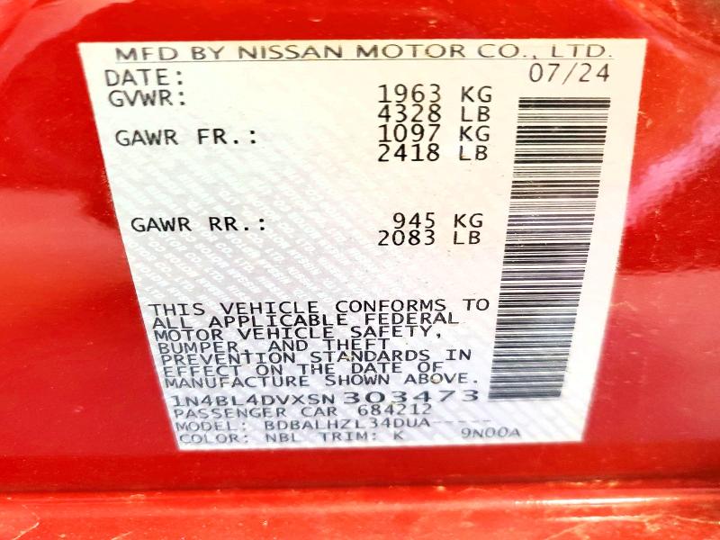 Продажа на аукционе авто 2025 Nissan Altima, vin: 1N4BL4DVXSN303473, номер лота: 56732336