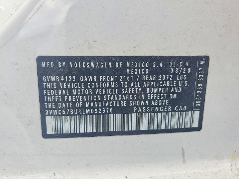 Продажа на аукционе авто 2020 Volkswagen Jetta, vin: 3VWC57BU1LM092676, номер лота: 56669766