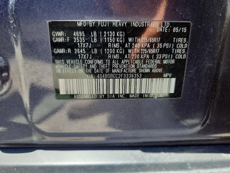 Aukcja sprzedaży 2015 Subaru Outback, vin: 4S4BSBCC2F3336353, numer aukcji: 55992536