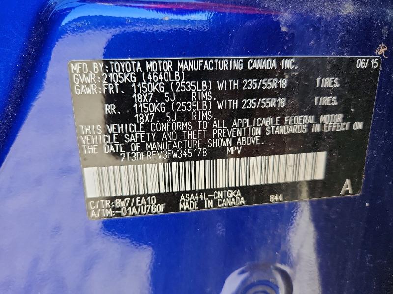 55359966 :رقم المزاد ، 2T3DFREV3FW345178 vin ، 2015 Toyota Rav4 مزاد بيع
