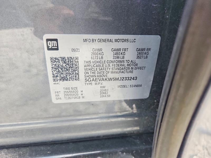 Aukcja sprzedaży 2021 Buick Enclave, vin: 5GAEVAKW5MJ233243, numer aukcji: 59097896