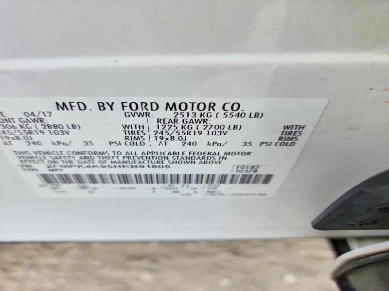 Продаж на аукціоні авто 2017 Ford Edge, vin: 2FMPK4K95HBB91805, номер лоту: 56511426