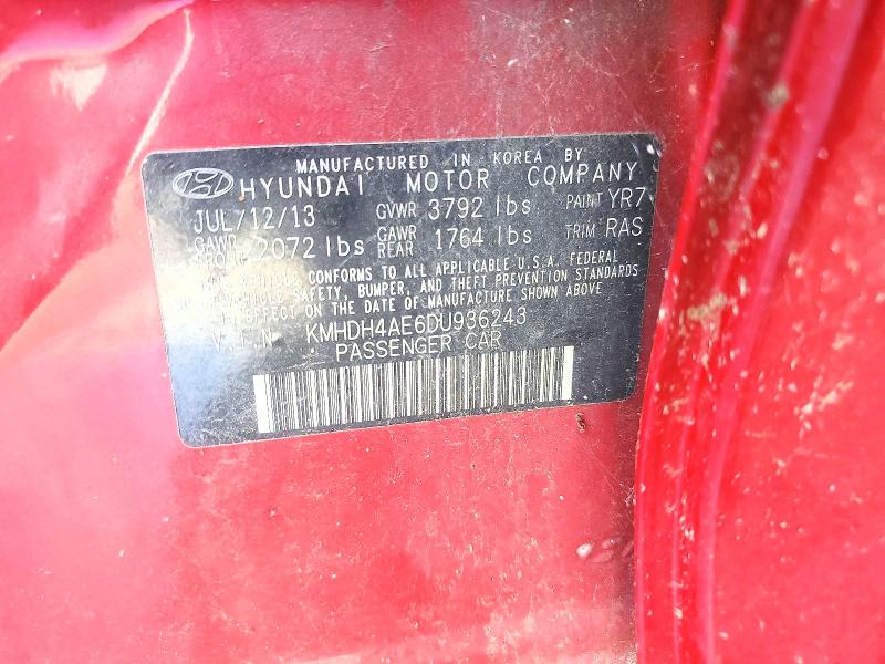 2013 Hyundai Elantra მანქანა იყიდება აუქციონზე, vin: KMHDH4AE6DU936243, აუქციონის ნომერი: 57931496