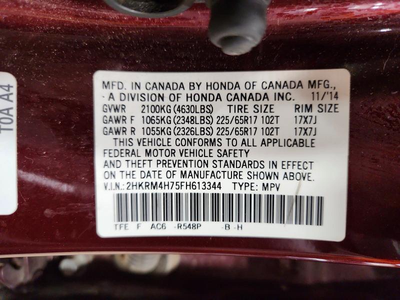 58299666 :رقم المزاد ، 2HKRM4H75FH613344 vin ، 2015 Honda Cr-v مزاد بيع