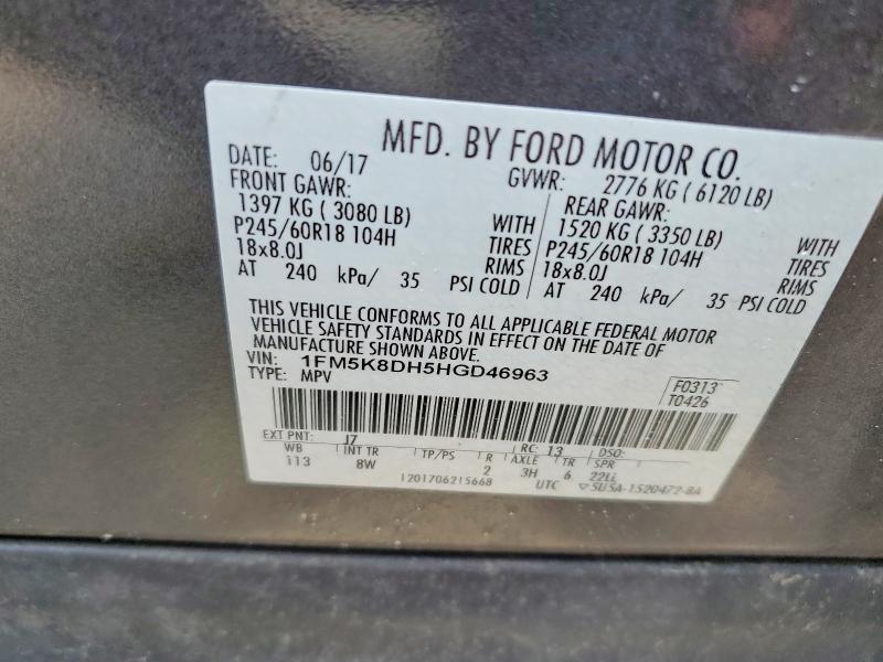 Продажа на аукционе авто 2017 Ford Explorer, vin: 1FM5K8DH5HGD46963, номер лота: 59026916