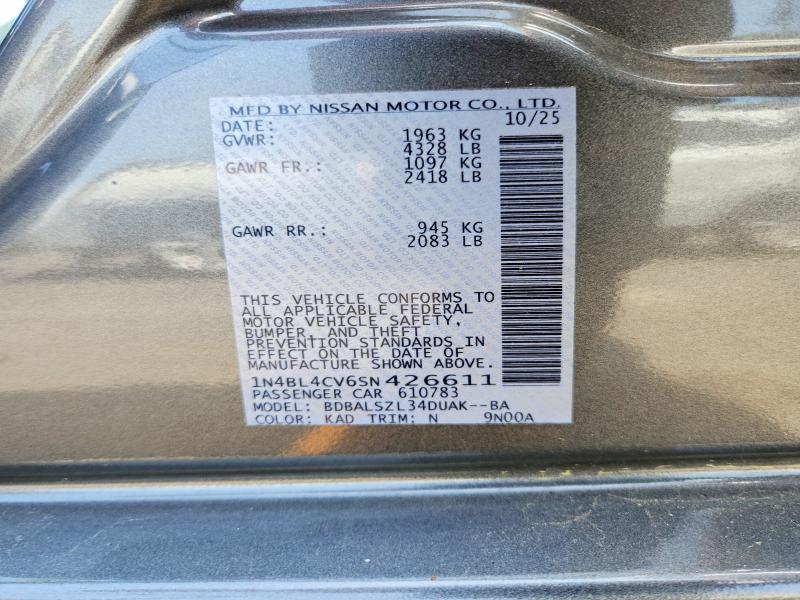 57012336 :رقم المزاد ، 1N4BL4CV6SN426611 vin ، 2025 Nissan Altima مزاد بيع