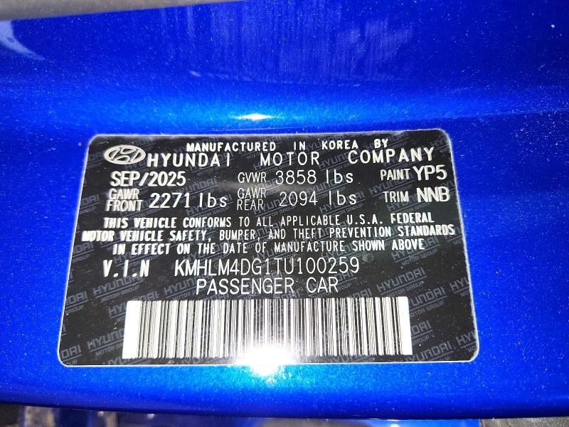57464766 :رقم المزاد ، KMHLM4DG1TU100259 vin ، 2026 Hyundai Elantra مزاد بيع