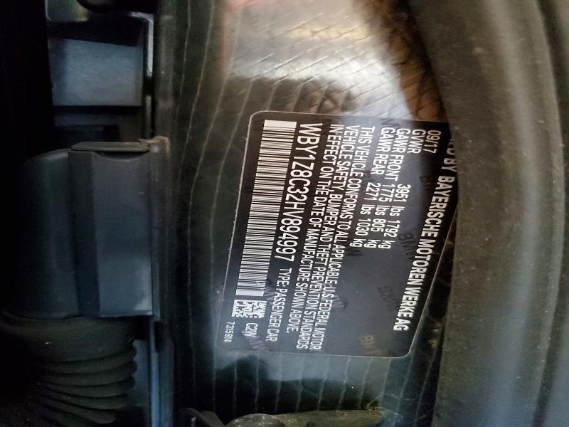 2017 Bmw I3 მანქანა იყიდება აუქციონზე, vin: WBY1Z8C32HV894997, აუქციონის ნომერი: 57814926