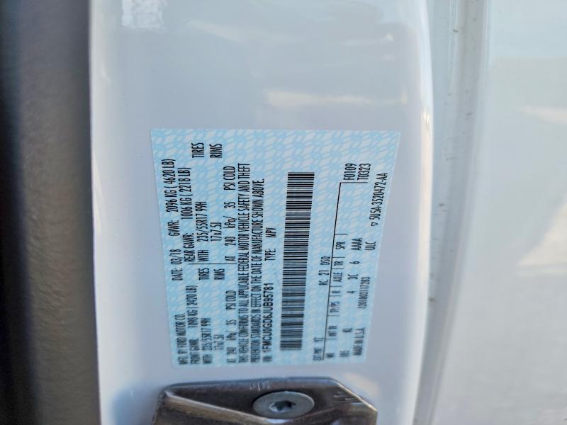 56071886 :رقم المزاد ، 1FMCU0GD6JUB95781 vin ، 2018 Ford Escape مزاد بيع