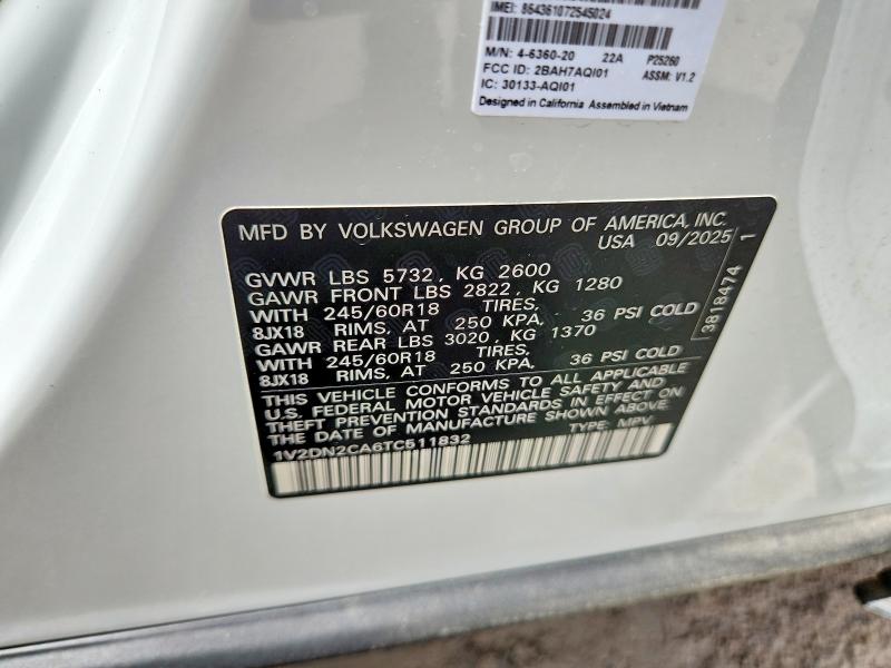 Продаж на аукціоні авто 2026 Volkswagen Atlas, vin: 1V2DN2CA6TC511832, номер лоту: 55207586