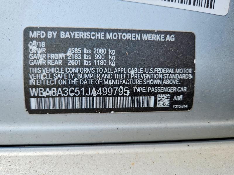 Продаж на аукціоні авто 2018 Bmw 320, vin: WBA8A3C51JA499795, номер лоту: 57237466