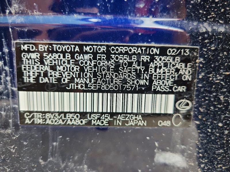 55824366 :رقم المزاد ، JTHCL5EF8D5017571 vin ، 2013 Lexus Ls مزاد بيع