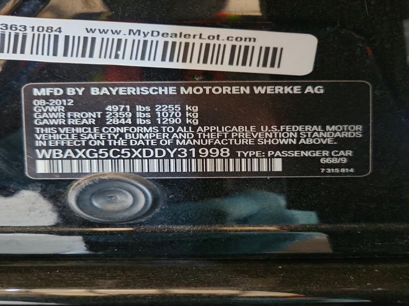 59145466 :رقم المزاد ، WBAXG5C5XDDY31998 vin ، 2013 Bmw 528 مزاد بيع