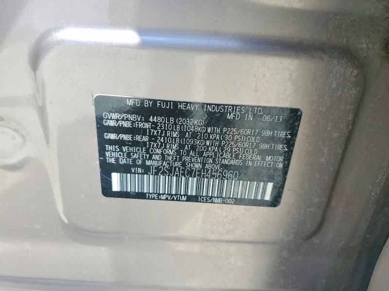 2014 Subaru Forester მანქანა იყიდება აუქციონზე, vin: JF2SJAEC7EH456960, აუქციონის ნომერი: 56614666