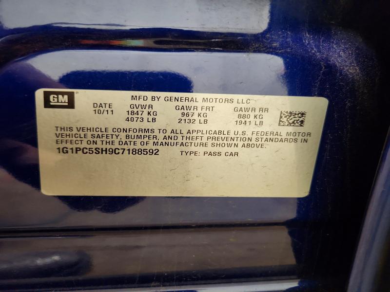 Продажа на аукционе авто 2012 Chevrolet Cruze, vin: 1G1PC5SH9C7188592, номер лота: 59061986