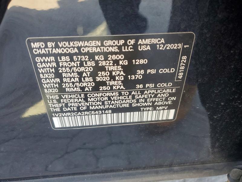 Aukcja sprzedaży 2024 Volkswagen Atlas, vin: 1V2WR2CA2RC543148, numer aukcji: 59017936