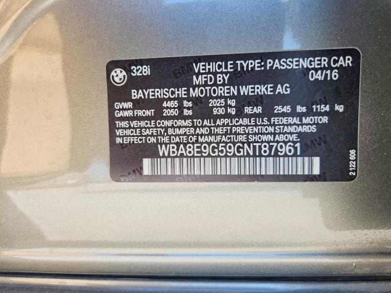 57917796 :رقم المزاد ، WBA8E9G59GNT87961 vin ، 2016 Bmw 328 مزاد بيع