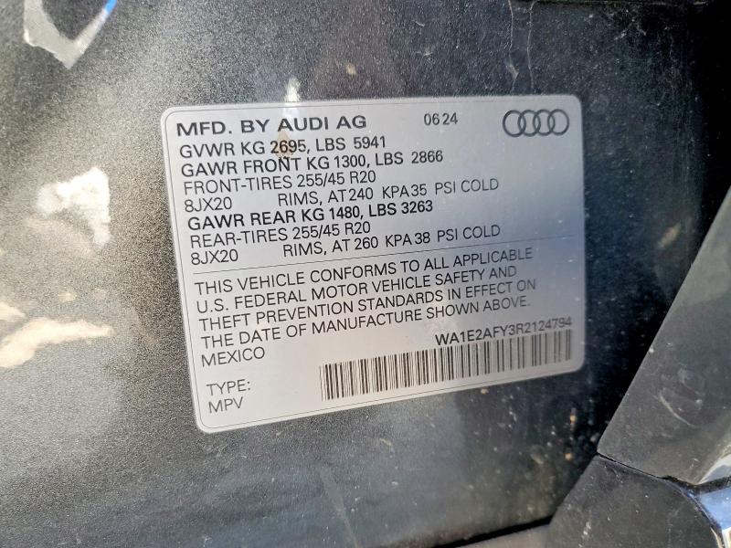 56500136 :رقم المزاد ، WA1E2AFY3R2124794 vin ، 2024 Audi Q5 E مزاد بيع