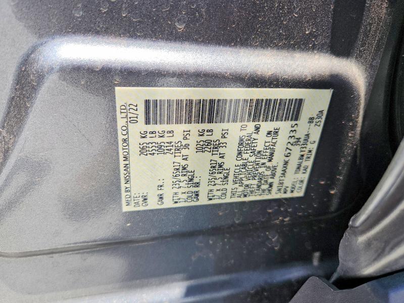 2022 Nissan Rogue მანქანა იყიდება აუქციონზე, vin: 5N1BT3AAXNC672335, აუქციონის ნომერი: 55547736