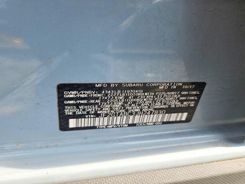 Aukcja sprzedaży 2018 Subaru Crosstrek, vin: JF2GTABC3JH247830, numer aukcji: 58495096