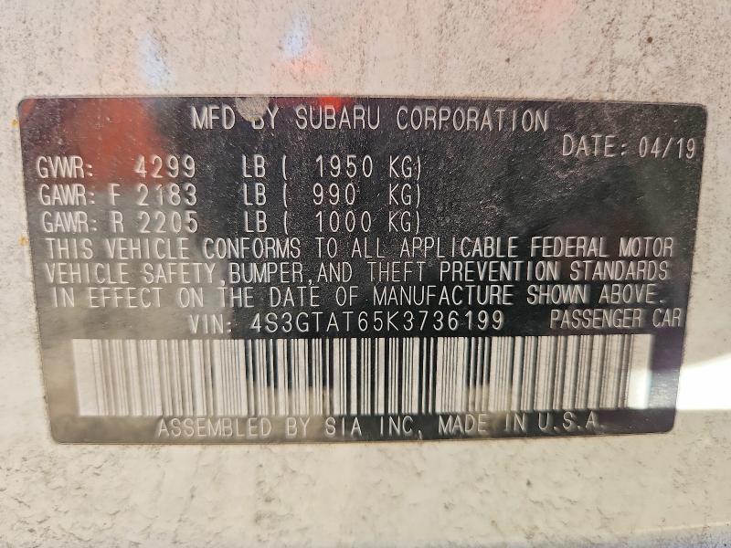 Продажа на аукционе авто 2019 Subaru Impreza, vin: 4S3GTAT65K3736199, номер лота: 55532116