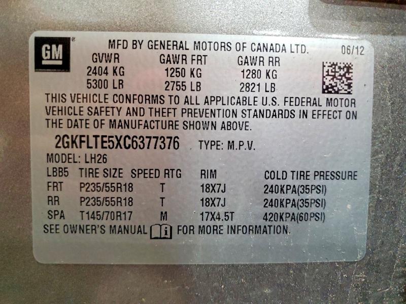 2012 Gmc Terrain მანქანა იყიდება აუქციონზე, vin: 2GKFLTE5XC6377376, აუქციონის ნომერი: 85631355