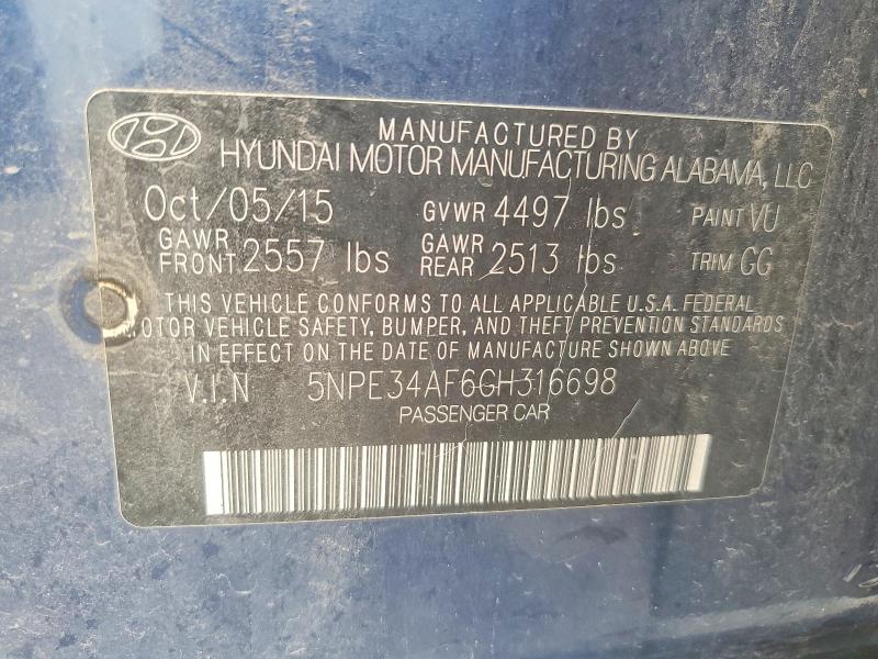 Aukcja sprzedaży 2016 Hyundai Sonata, vin: 5NPE34AF6GH316698, numer aukcji: 57408276