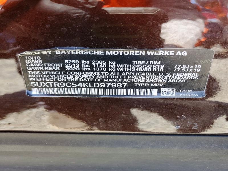 2019 Bmw X3 მანქანა იყიდება აუქციონზე, vin: 5UXTR9C54KLD97987, აუქციონის ნომერი: 55604456